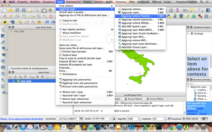 open connection qgis
