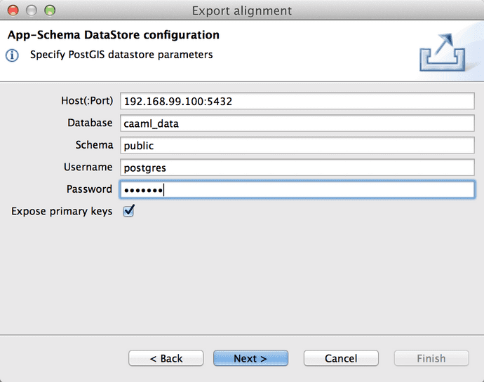 export datastore configuration hale